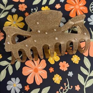 Gold Glitter Large Hair Claw Clip